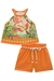 Conjunto Infantil Blusa Boxy em Malha Power Araras Floral e Shorts em Tricoline Flora by Infanti