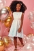 Vestido Infantil em Super Cetim Estampa de Coraçõezinhos Aplique de Strass - Kukiê - comprar online