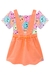 Conjunto Infantil Blusa Cropped em Canelado Maiu Carinhas Coloridas e Salopete em Sarja - Infanti