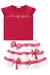 Conjunto Infantil Blusa Boxy e Saia Rodada Estampa Laço Vermelho - Infanti