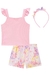 Conjunto Infantil Blusa Boxy em Canelado Maui e Shorts-saia em Viscose Borboletas Acompanha Tiara Princess by Infanti na internet
