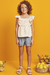 Conjunto Infantil Blusa Bata em Polylin Alça Babados Flores e Shorts em Jeans Bellini Floral by Infanti - comprar online