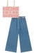 Conjunto Infantil Blusa em Molevisco Estampada Corações e Calça Cropped em Jeans Liz - Infanti na internet
