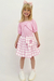 Conjunto Infantil Blusa Boxy Canelado Laço e Saia c/Shorts Embutido em Super Cetim Quadriculado c/Bolsa Barbie - Infanti - comprar online