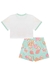 Conjunto Infantil Blusa Boxy Over em M. Malha Delicious c/Aplique de Lantejoulas e Shorts-saia em Neo Fresh - Kukiê - comprar online