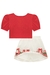 Conjunto Infantil Blusa em Cotton c/Strass e Saia em Super Cetim c/Shorts Natal Princess by Infanti na internet