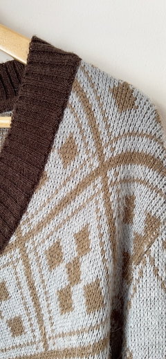4119 Sweater Tascani Celeste/Choco T.L - comprar online
