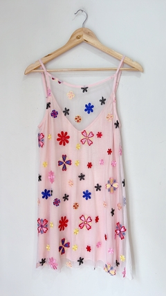 Art.8836 Vestido Rosa tul flores T1