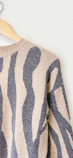 4542 Sweater Cebra Beige/Gris T.U (2) - comprar online