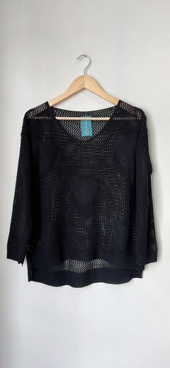 Art.6503 Sweater calado corazones Negro TU (2)