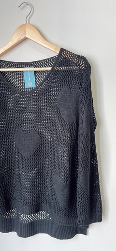 Art.6503 Sweater calado corazones Negro TU (2) - comprar online