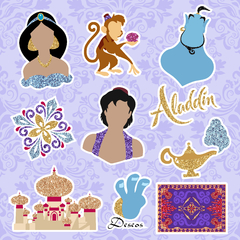 PACK 10 STICKERS CON DISEÑO ALADDIN