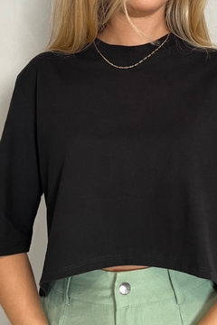 T-SHIRT ALGODÃO CROPPED PRETO - Navy Store