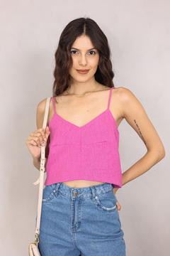 ALCINHA CROPPED LINHO PINK na internet