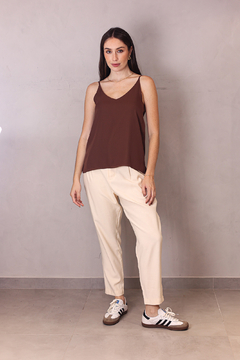 BLUSA ALCINHA CREPE CHOCOLATE - comprar online