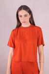 T-SHIRT NEW BASIC CARECA CROPPED TERRACOTA