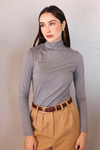 T-SHIRT TURTLENECK MANGA LONGA CINZA GRIS