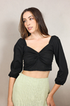 BLUSA CROPPED TRICOLINE PRINCESA PRETA