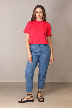 T-SHIRT NEW BASIC CARECA CROPPED RED PINK - comprar online