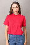 T-SHIRT NEW BASIC CARECA CROPPED RED PINK