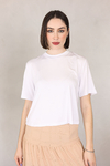 T-SHIRT NEW BASIC CARECA CROPPED BRANCA