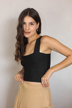 TRICOT CROPPED FAIXA PRETO