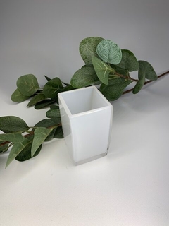 Vaso de acrílico blanco y transparente rectangular Cagliari - comprar online