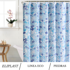 CORTINA DE BAÑO ELIPLAST LINEA ECO (PIEDRAS CELESTE)