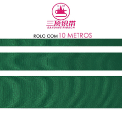 Fita de gorgurão lisa Sanding - Cor 109 Verde Bandeira - Rolo com 10 metros