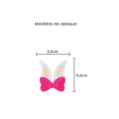 Aplique acrílico camada dupla PÁSCOA ORELHA COM LAÇO PINK - 1 unidade - comprar online