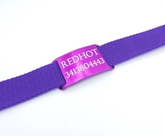 Chapita Pasador anodizado para collares de 3cm de ancho color violeta+ collar violeta - Medallas para Perros