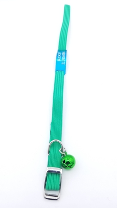 Chapita pasador de gatos turquesa+ Collar elastizado verde - Medallas para Perros