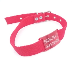 Chapita Pasador anodizado para collares de 3cm de ancho color Rojo + collar ROJO - Medallas para Perros