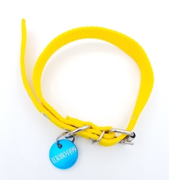 Chapita MiniRoda de color TURQUESA + Collar amarillo - Medallas para Perros
