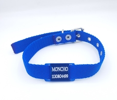 Chapita Pasador anodizado + collar 2cm azul - Medallas para Perros