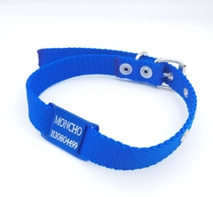 Chapita Pasador anodizado + collar 2cm azul - Medallas para Perros