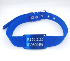 Chapita Pasador anodizado para collares de 3cm de ancho color azul - tienda online