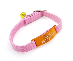 Chapita pasador de gatos anodizada color naranja + collar elastizado Rosa - comprar online