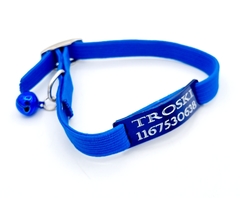 Chapita pasador de gatos azul+ Collar elastizado azul - comprar online