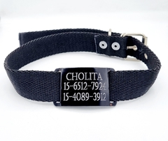 Chapita Pasador anodizado para collares de 3cm de ancho color negro + collar negro + linea extra - comprar online