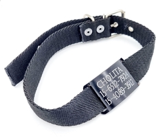 Chapita Pasador anodizado para collares de 3cm de ancho color negro + collar negro + linea extra en internet
