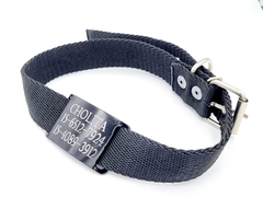 Chapita Pasador anodizado para collares de 3cm de ancho color negro + collar negro + linea extra - Medallas para Perros