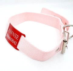 Chapita Pasador anodizado para collares de 3cm de ancho color Rojo + collar ROSA - tienda online