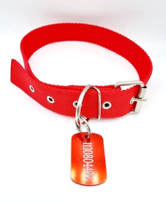 Chapita Militar Para Perros En Color Rojo+collar Rojo 3cm en internet