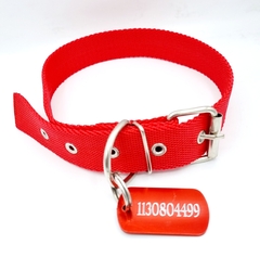 Chapita Militar Para Perros En Color Rojo+collar Rojo 3cm - Medallas para Perros