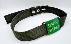 Chapita Pasador anodizado para collares de 3cm de ancho color verde + collar negro - comprar online
