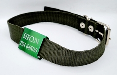 Chapita Pasador anodizado para collares de 3cm de ancho color verde + collar negro en internet