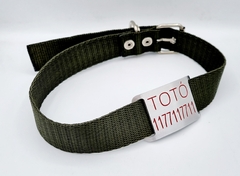 Chapita Pasador para collares de 3cm de ancho + collar VERDE MILITAR en internet