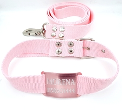 Chapitas Perros Pasador Rosa + Collar+correa Rosa De 3cm - comprar online