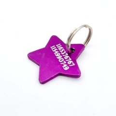 Chapita estrellita color violeta + dos telefonos - Medallas para Perros